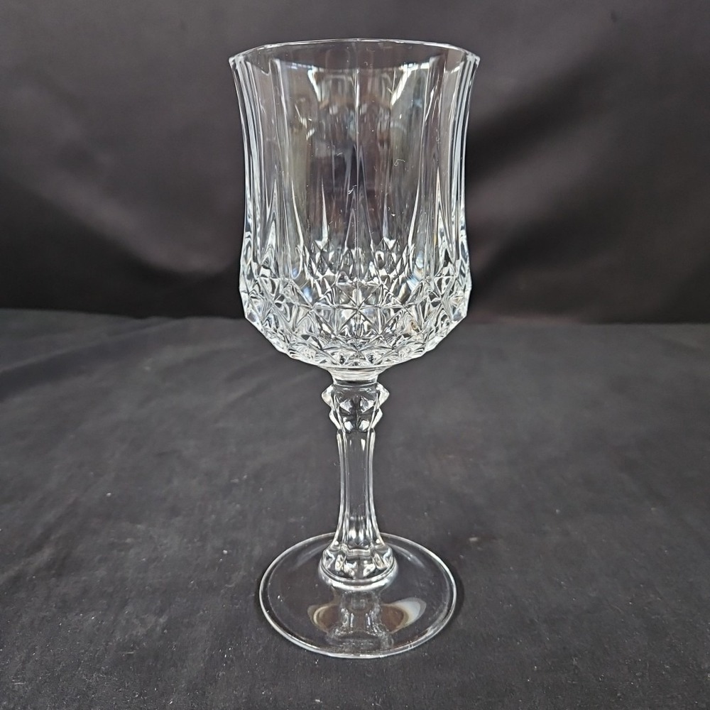 VTG Crystal D'Arques Long Champ Diamond Cut Wine Glass Goblet 7 1/4"